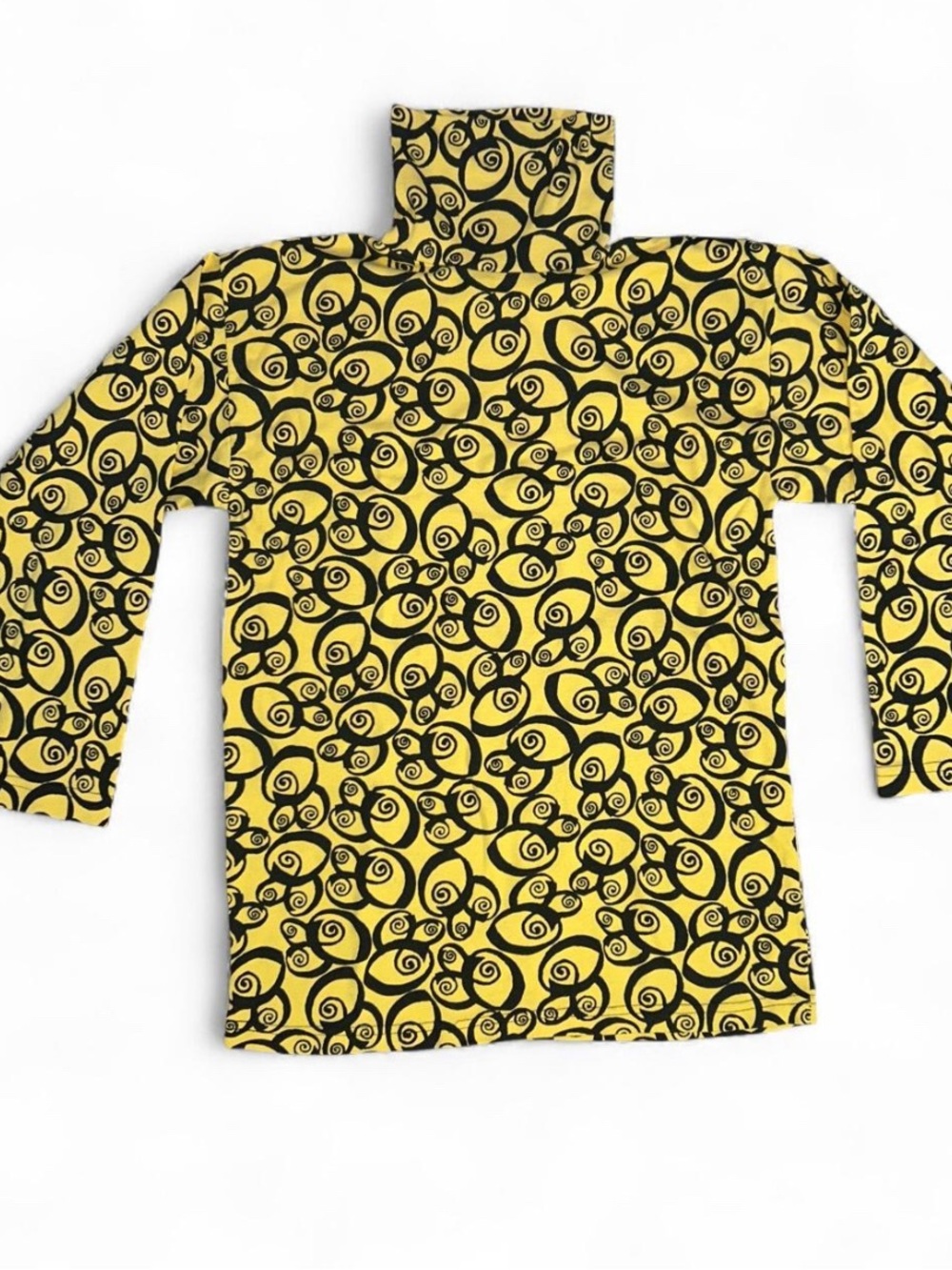 Crazy Horse Vintage Yellow Black Patterned Long Sleeve Turtleneck